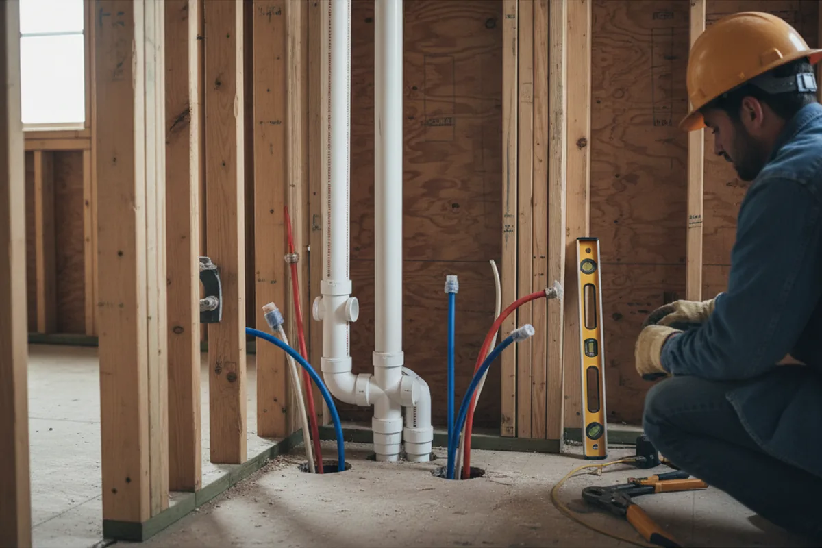 Drain and supply rough-in during Sump Pump Repair in Middleburgh